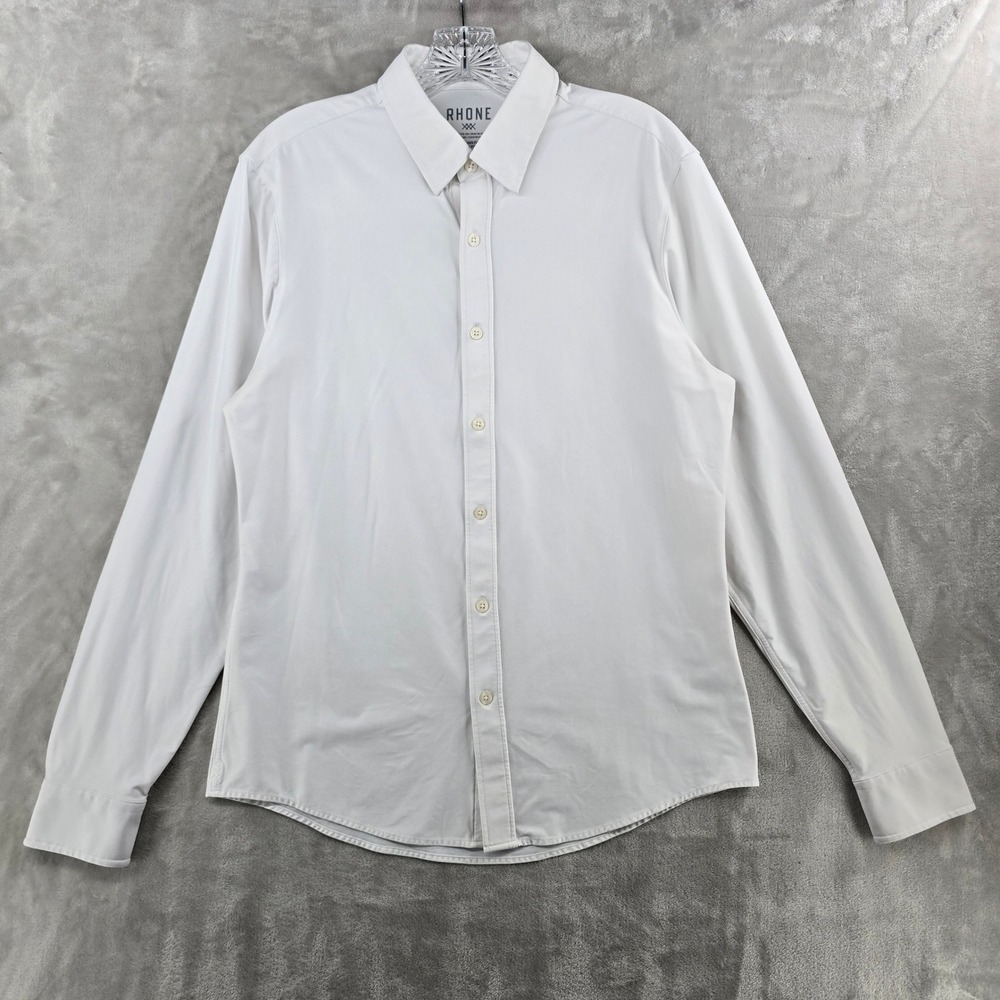Rhone Commuter Shirt Mens Medium White Slim Fit Italian Fabric Button Down